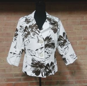 Susan Graver | Floral Blazer Brown White Sz.- Sm